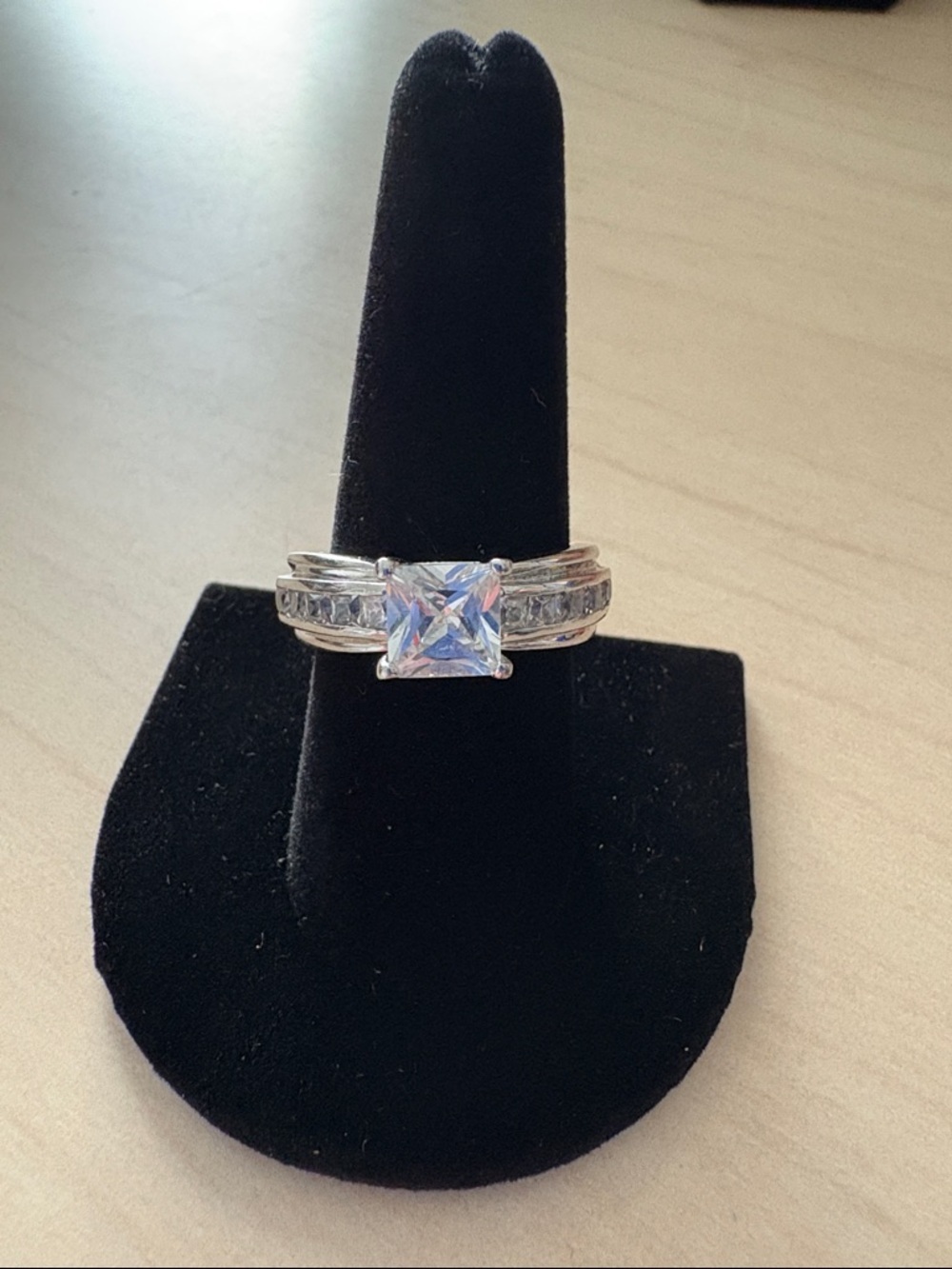 Sterling-Style Silver Princess-Cut Cubic Zirconia Ring - White
